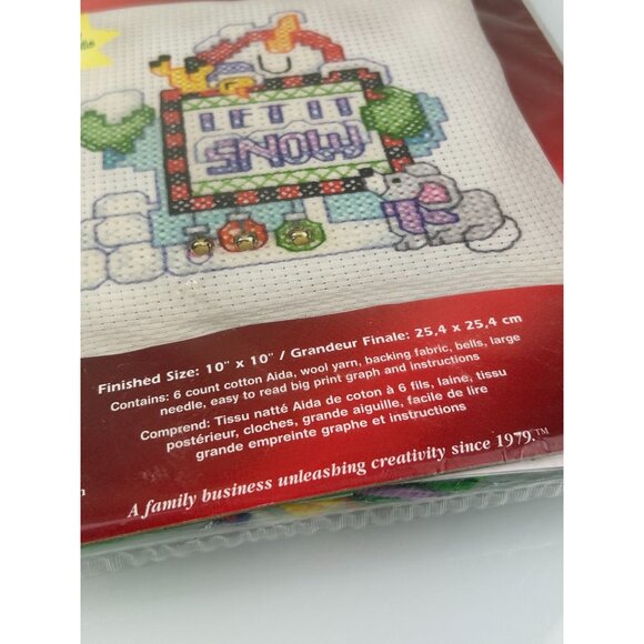 Janlynn Big Stitch Counted Cross Stitch 2006 10x10 Snowman Let it Snow Christmas - Picture 7 of 14